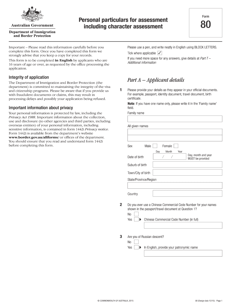  Form 80 2015-2024