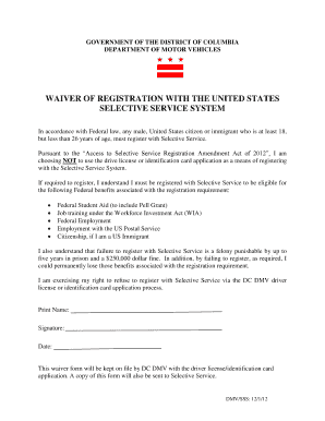 Dc Dmv Selective Online  Form