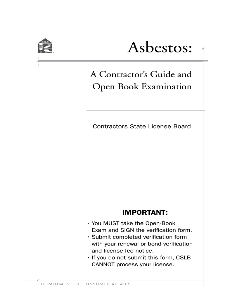 Asbestos Open Book Exam Answers  Form
