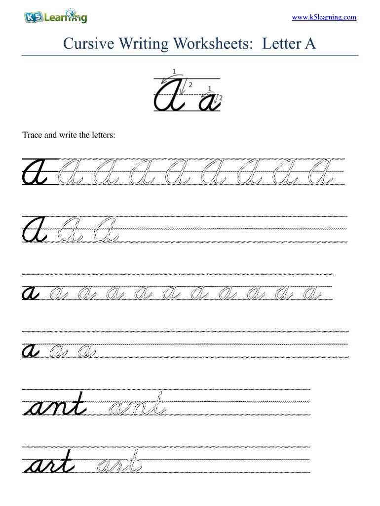 Cursive Writing Worksheets  Form