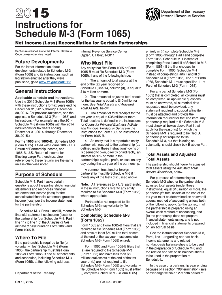  Instructions for Schedule M 3 Form 1065 Instructions for Schedule M 3 Form 1065, Net Income Loss Reconciliation for Certain Part 2015