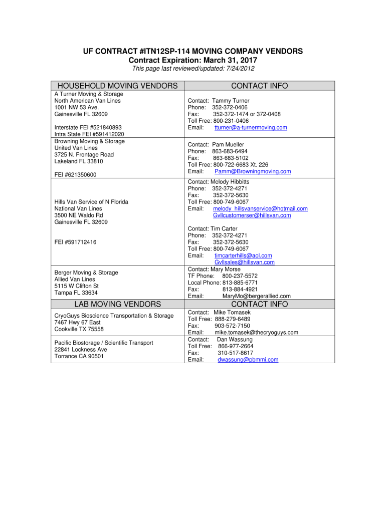 Editable Moving Contract  Form