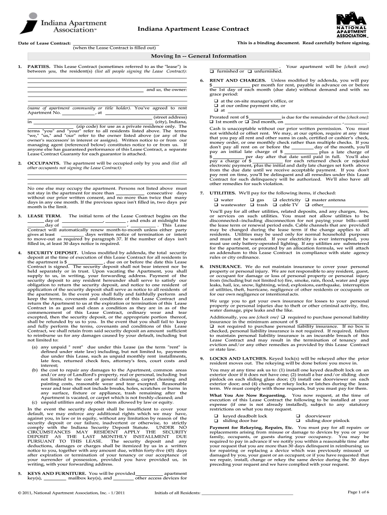 Naa Lease Agreement  Form