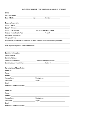 Temporary Guardianship pdfFiller  Form