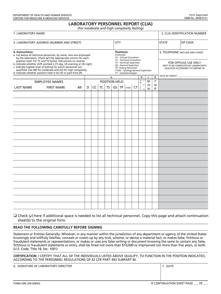  Cms 209 Form 1992-2024