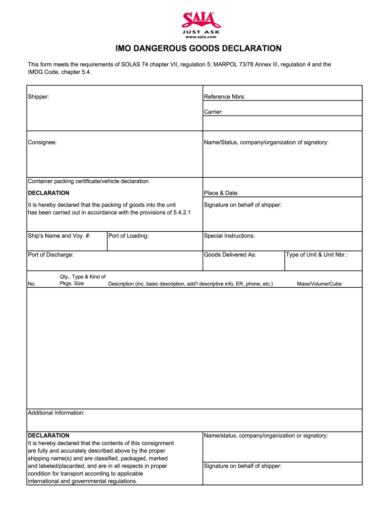 Get and Sign Blank Imdg Form