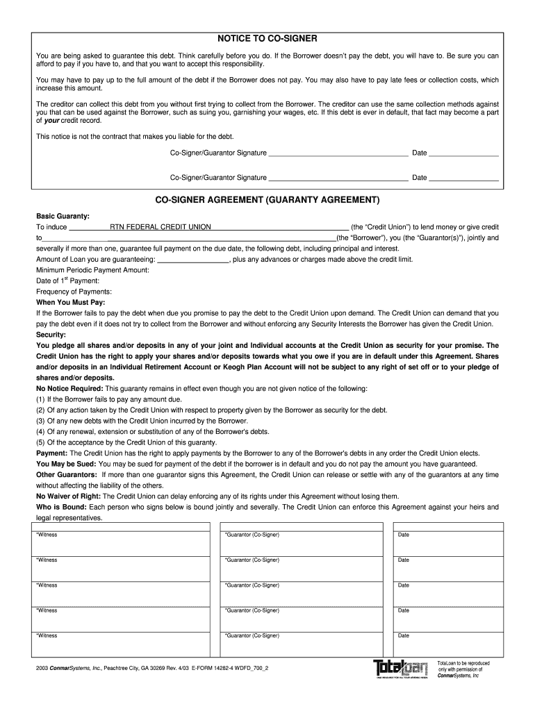 Notice to Cosigner Form