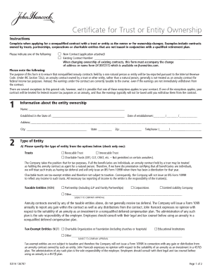 John Hancock Certificate of Trust 130797 Form