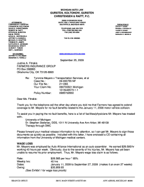 Michigan No Fault Demand Letter Form