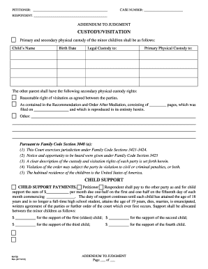 Addendum to Divorce Agreement Sample  Form