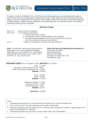 International Financial Support Form Rochester