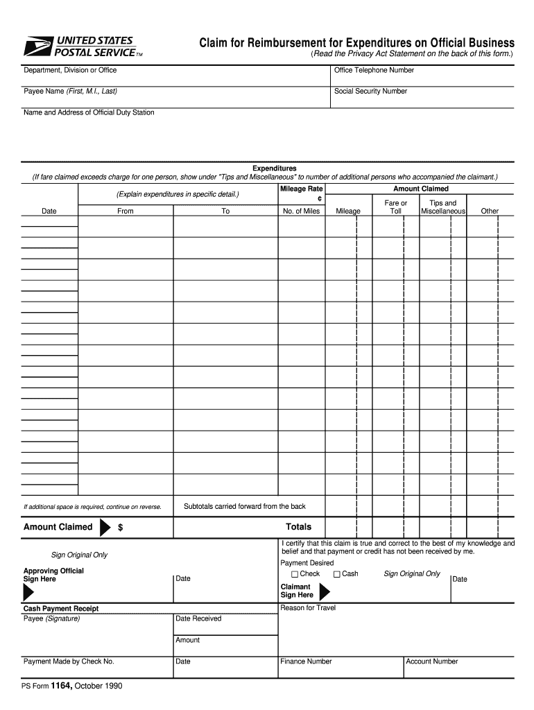 Ps Form 1164 E Fillable