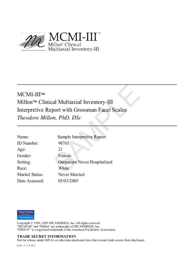 Mcmi Test Online  Form