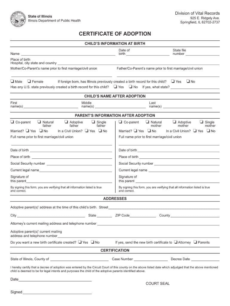 Certificate Adoption  Form
