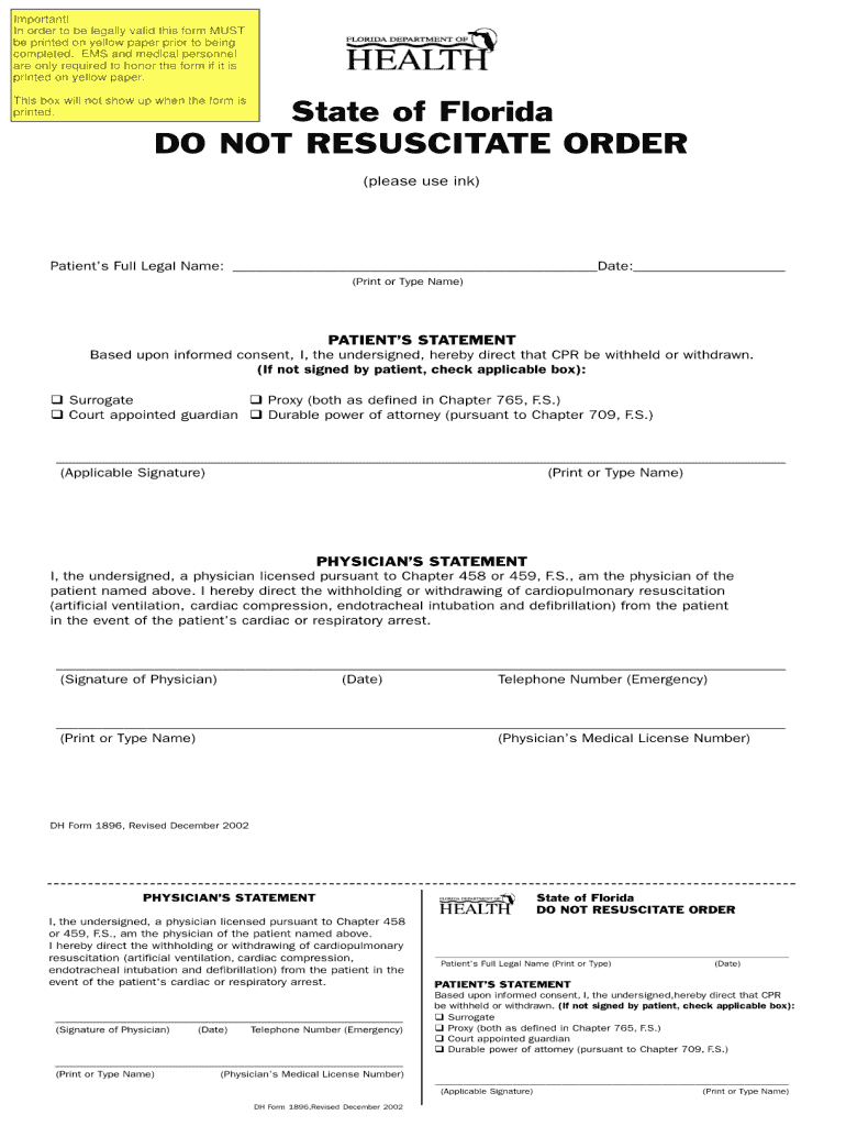  Dnr Form Florida 2004