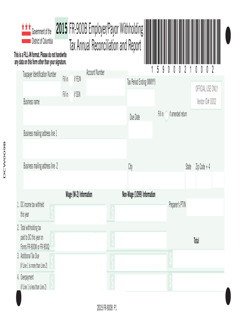 FR 900B EmployerPayer Withholding Tax Annual    Otr Cfo Dc  Form