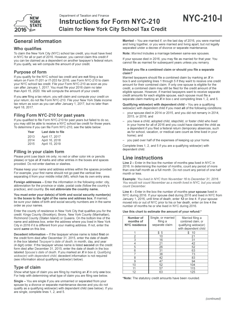  Nyc 210 Form 2015