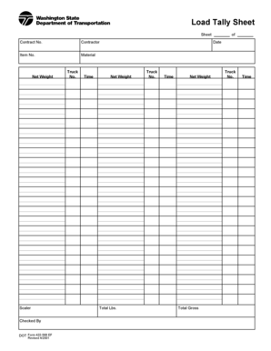 Load Tally Sheet  Form