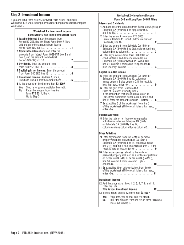 Ftb3514 2015-2024 Form - Fill Out and Sign Printable PDF Template ...