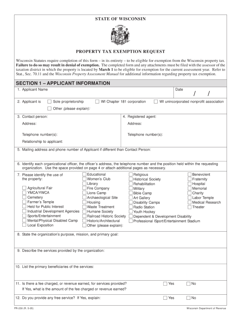  Pr 230 Wisconsin  Form 2005