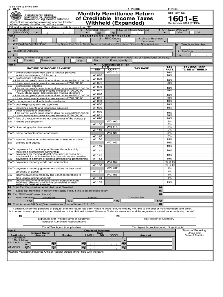  Bir Form1601 E Edit 2001