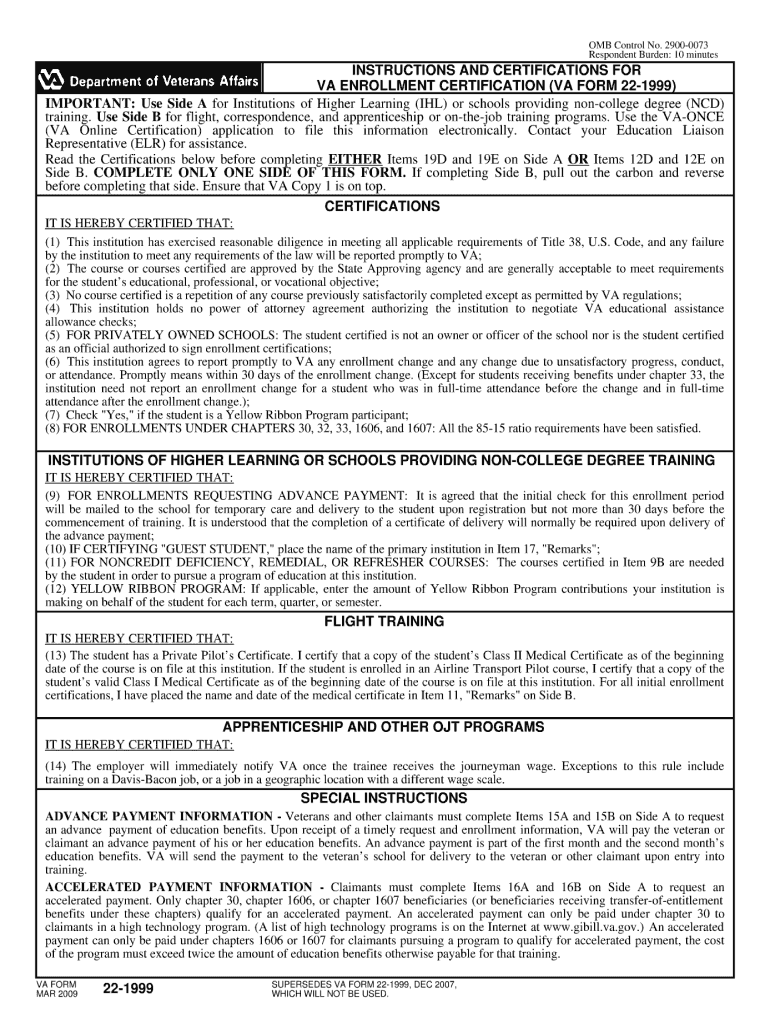  Va Form 22 2009