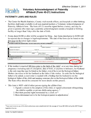 Voluntary Acknowledgement of Paternity Oregon  Form