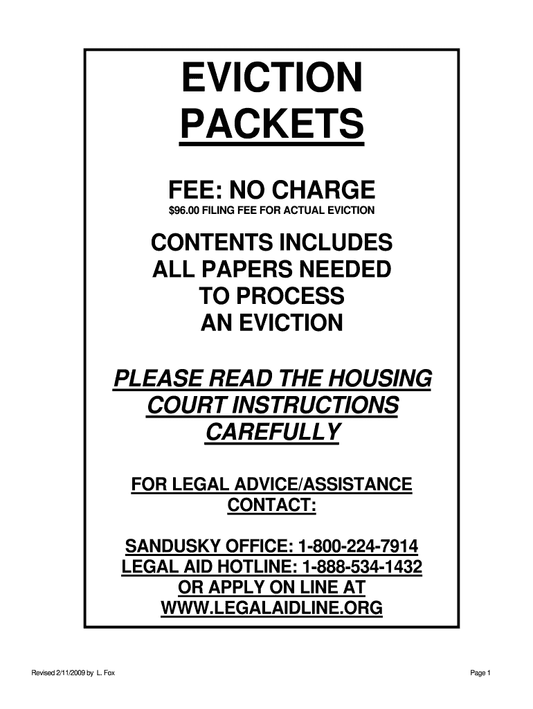  Eviction Packet City of Sandusky Ohio 2009-2024