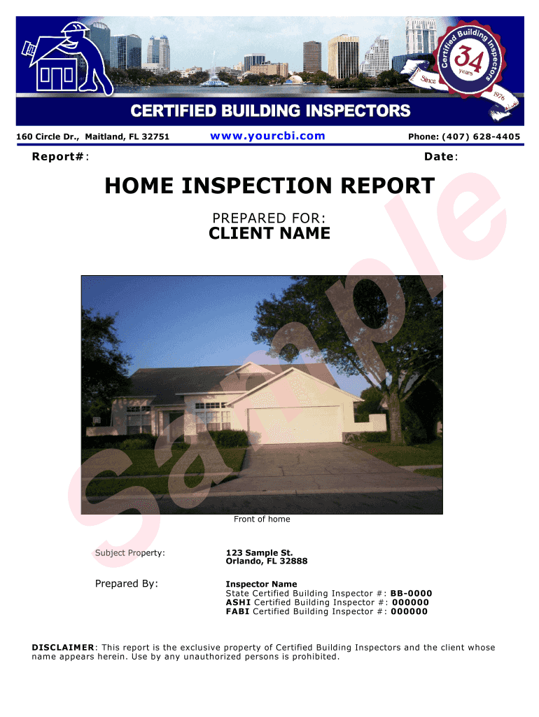 Home Inspection Report Template Word  Form
