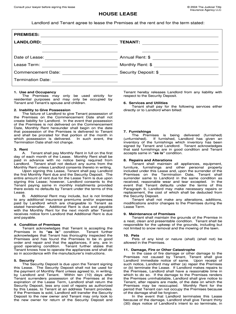 Blumber House Lease  Form