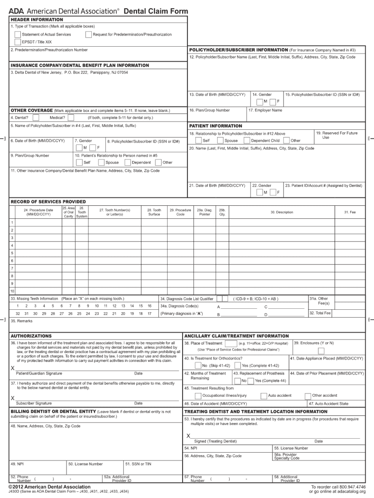 Ada Claim Form Fillable