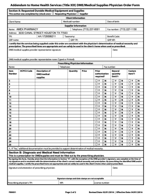 Addendum Dme Medical Supplies Title 19 Fillable  Form