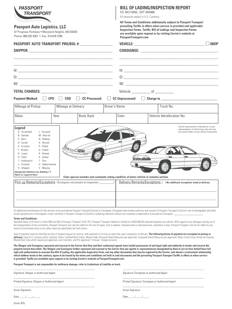 Bill of Lading Template  Form