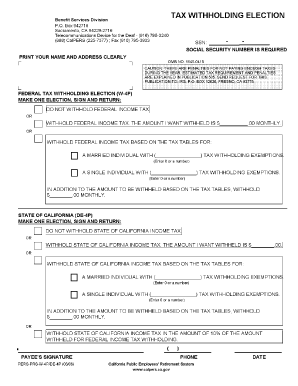 Calpers Tax Withholding Election Blank Form 2013