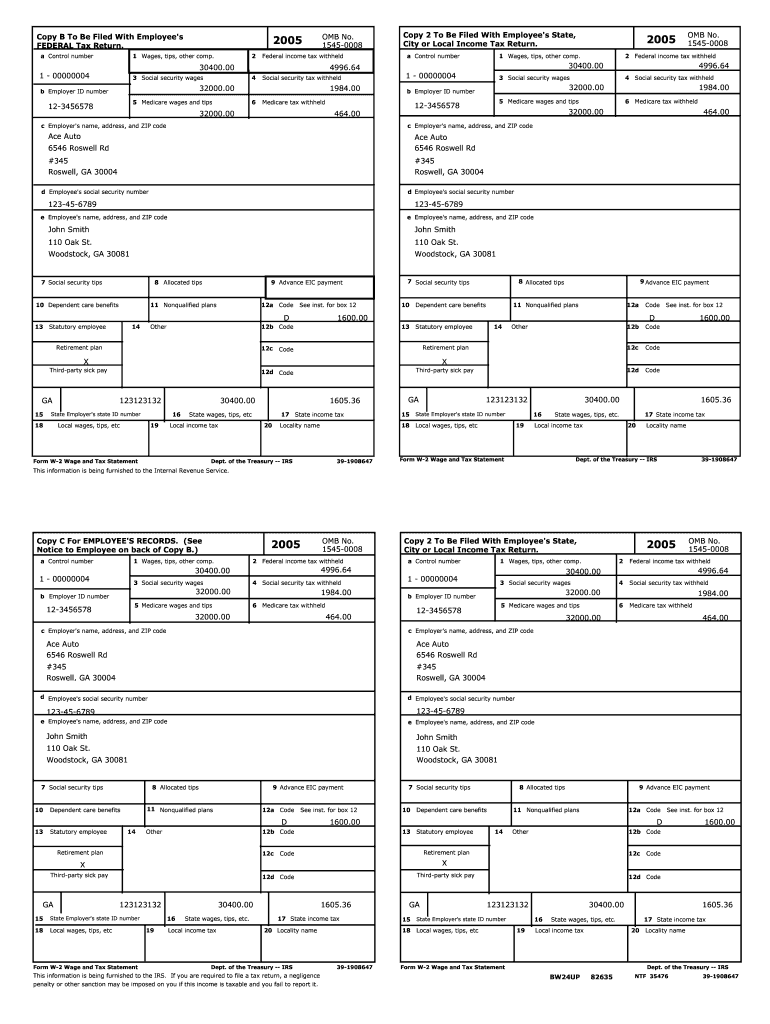 Fillable W2 Form