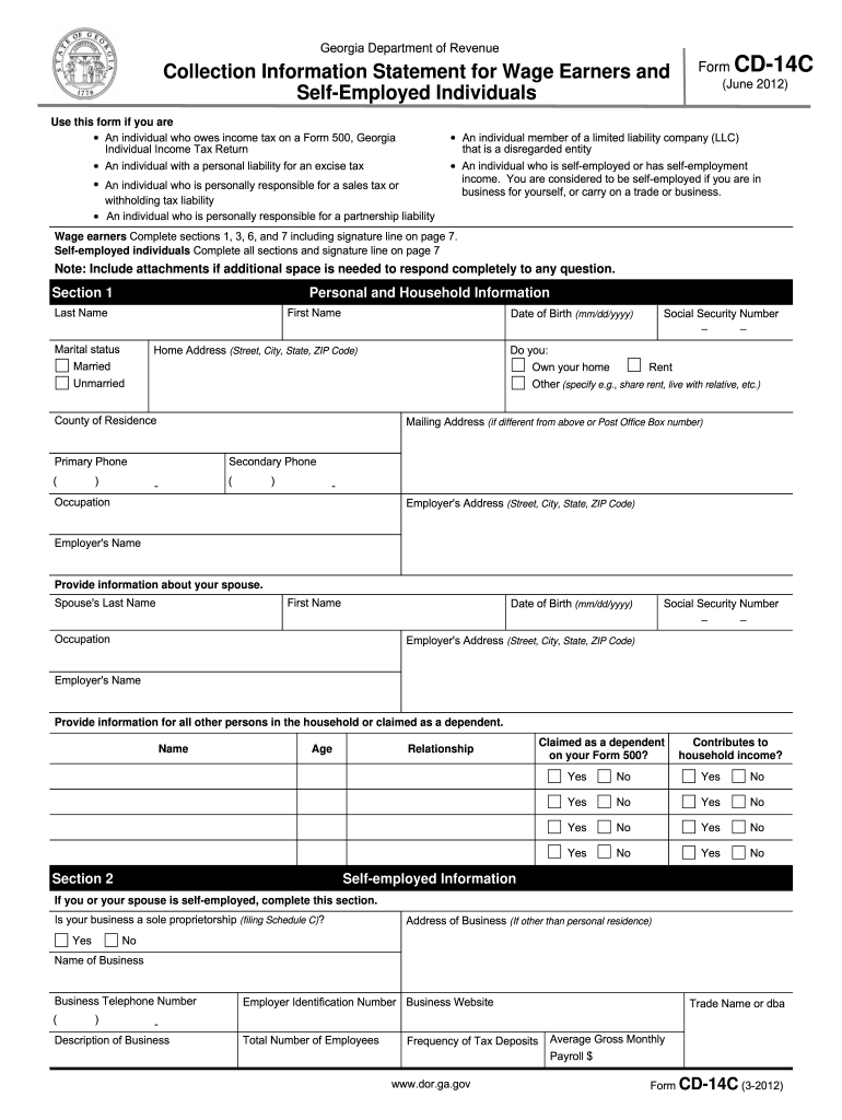  Georgia Cd 14c Form 2012-2024