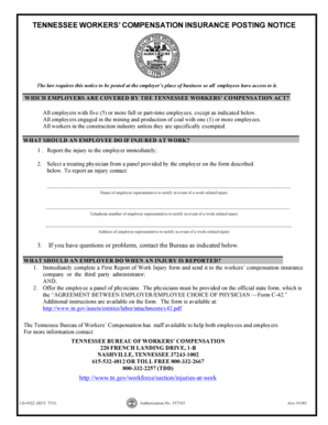 Tennessee Workers Compensation Insurance Posting Notice Tn  Form