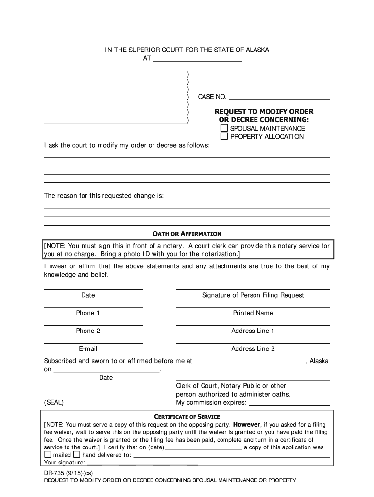 Alaska Dr 735  Form