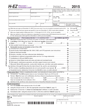 I 015 Schedule H EZ Wisconsin Homestead Credit Easy Form Revenue Wi