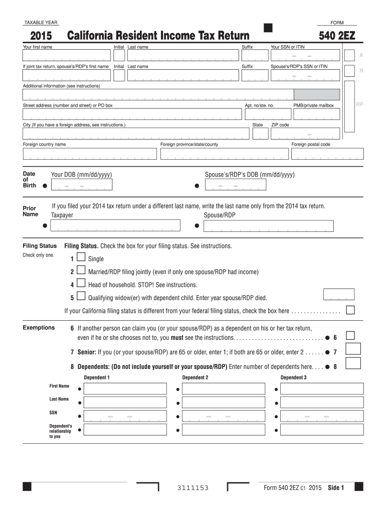  540 2ez Form 2020