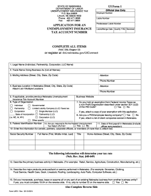 UI Form 1 Dol Nebraska