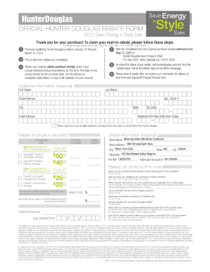 Hunter Douglas Rebate Form PDF