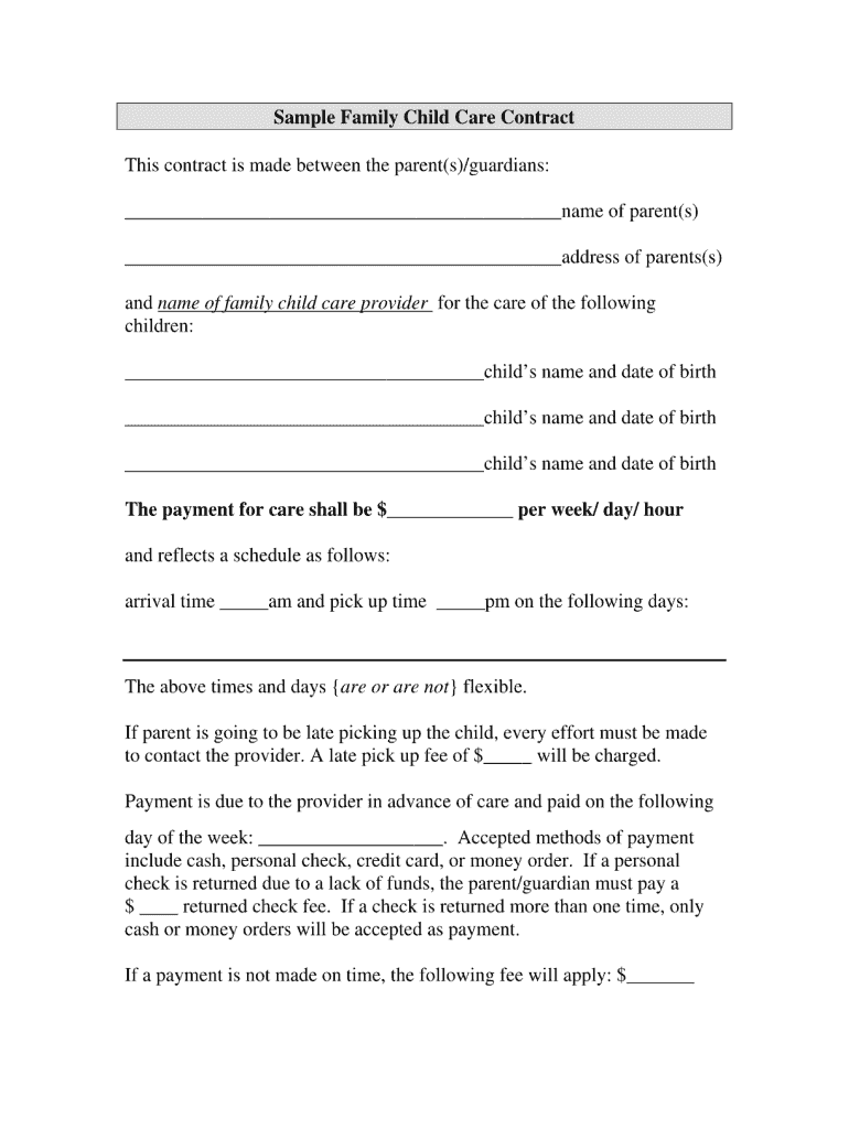 Care Home Contract Template  Form