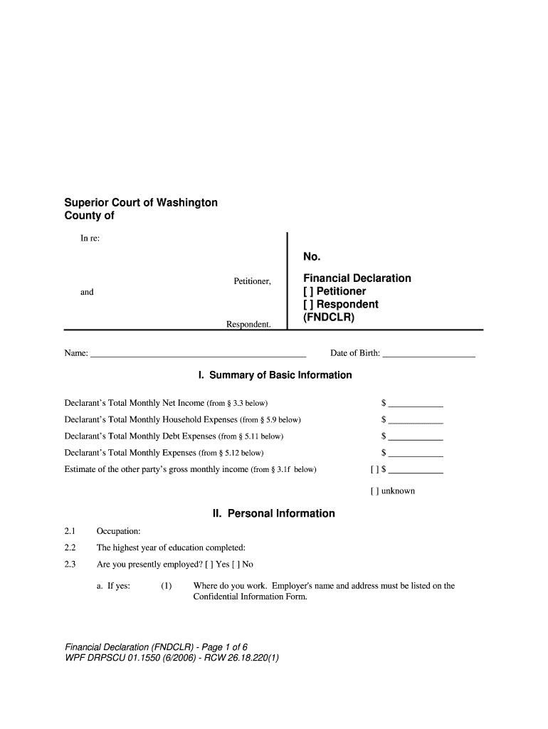 Declaration Court Form Wa