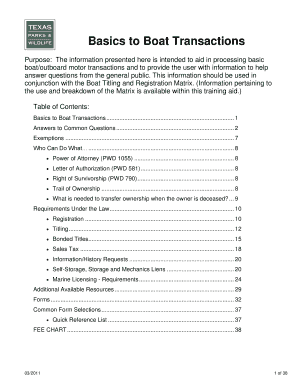 Texas Bill of Sale for Boat  Form