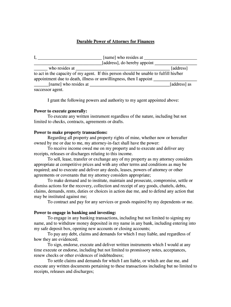 Durable Power of Attorney Forms