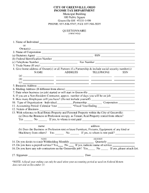 Greenville City Tax  Form