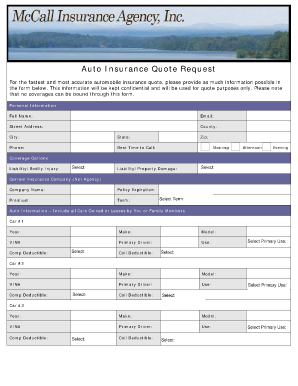 Quotation of Insurance  Form