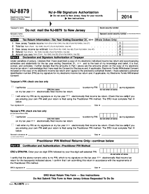 Form NJ 8879 NJ E File Signature Authorization Newjersey