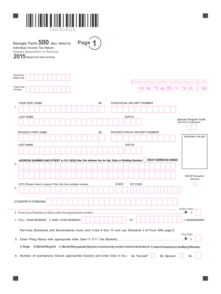  Georgia 500 Tax Form 2018